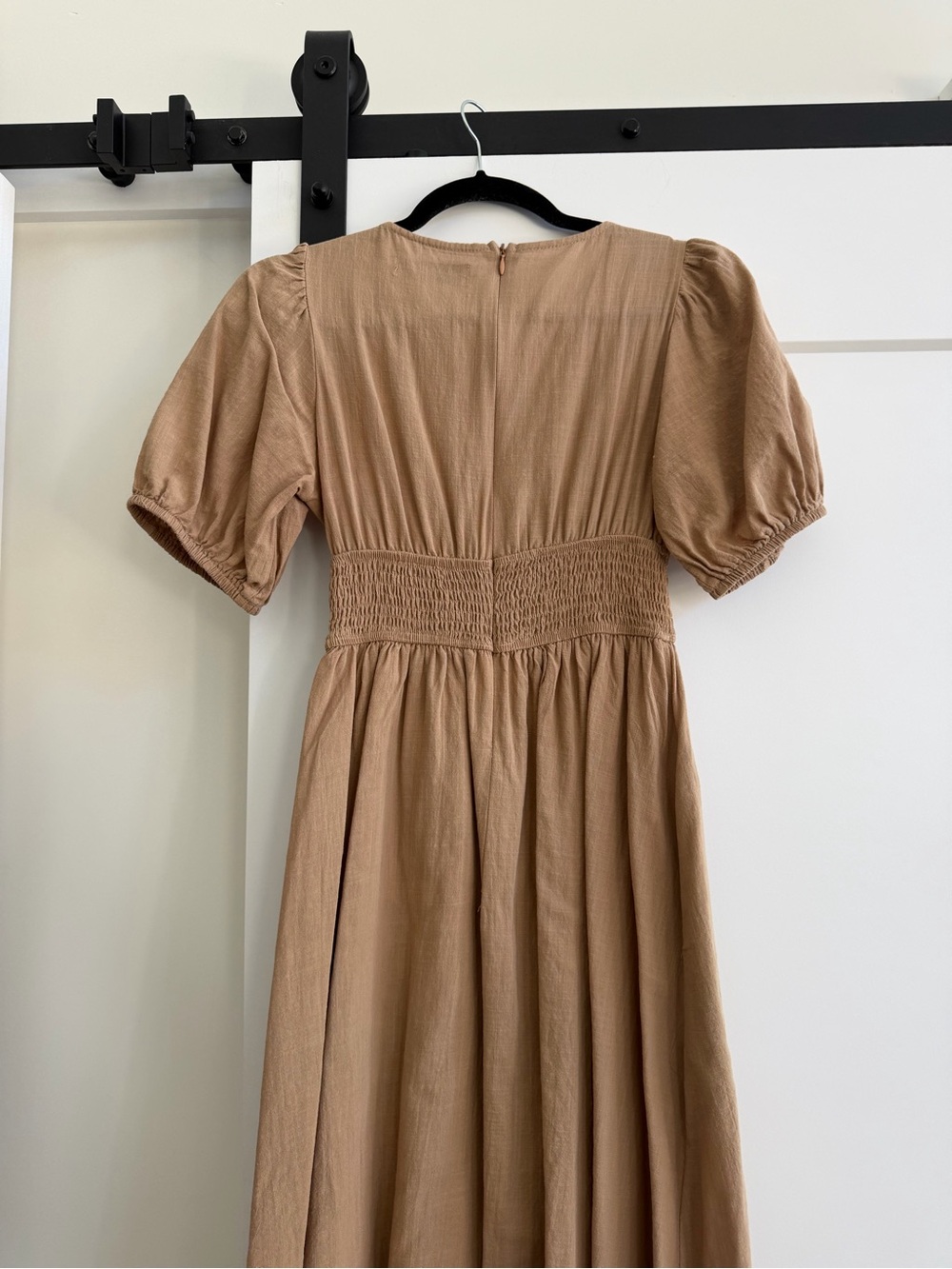 Petal + Pup, Tan Smocked Waist Midi Dress - Picture 6 of 8